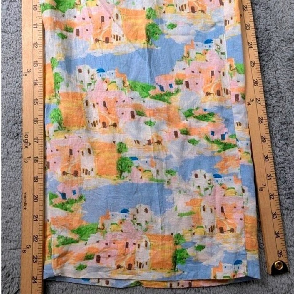 Cynthia Rowley Linen Blend 2-Piece Set Matching Top Pants Greek Island Print XS - Picture 8 of 12
